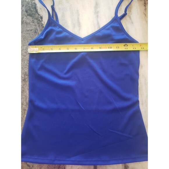 INC Blouse Women S Blue Paisley Sheer Sequins 3/4 Sleeves V Neck w/Camisole - Picture 12 of 16